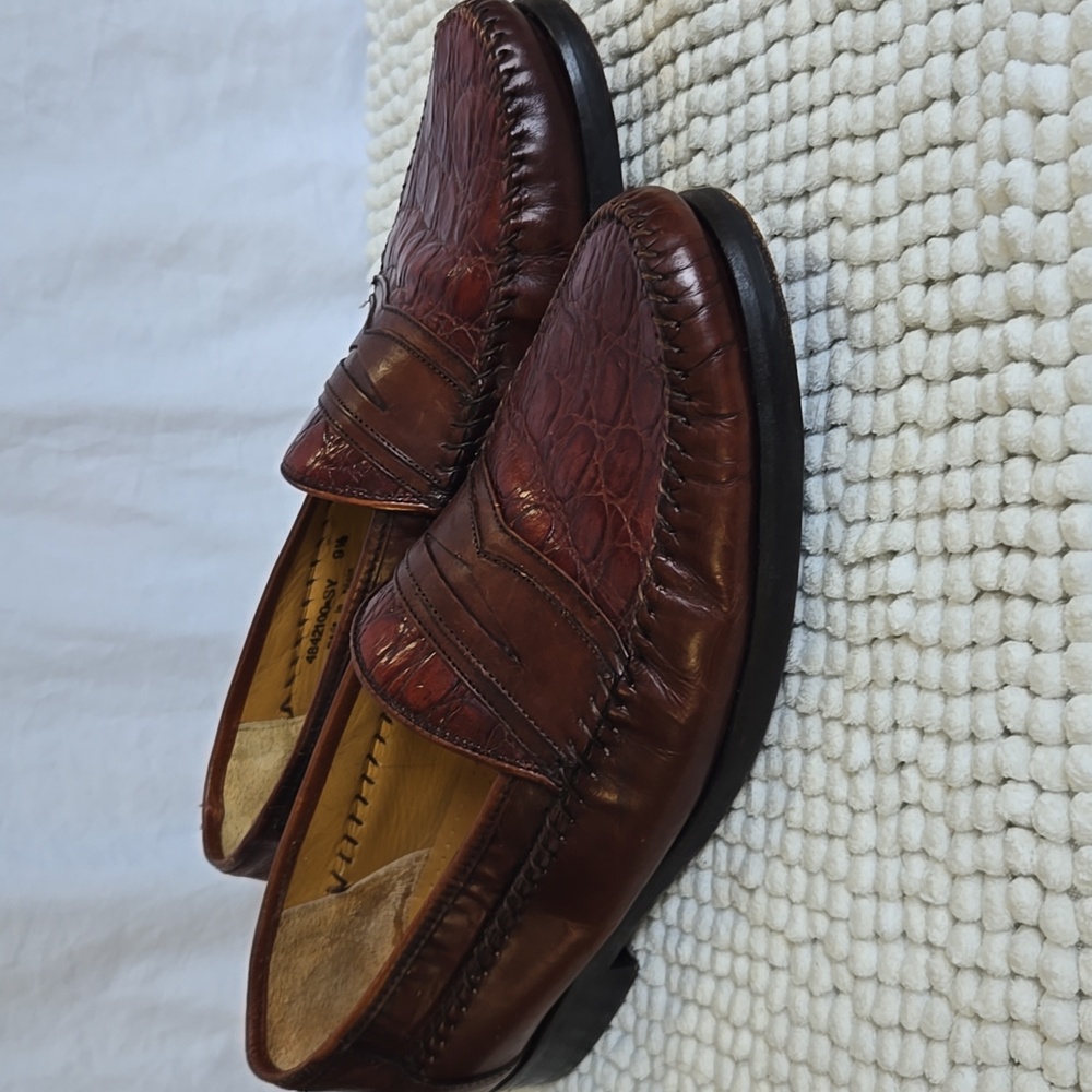 San Remo Vintage Men's Brown Leather Loafers  size 9.5